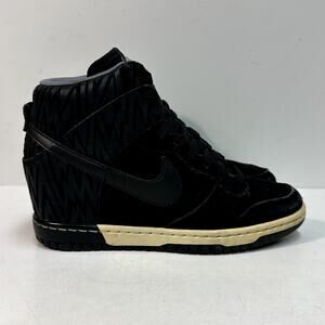 GOOD Nike Women's Dunk Sky High Print 'Black' Hidden Wedge Platform Sneakers 7.5